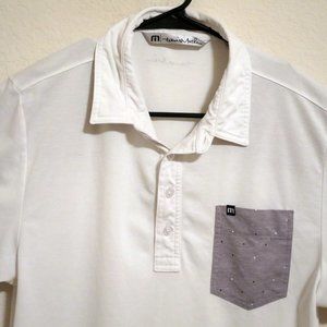 Travis Matthew Mens Short Sleeve Polo Golf Shirt Medium White Pima Cotton Blend